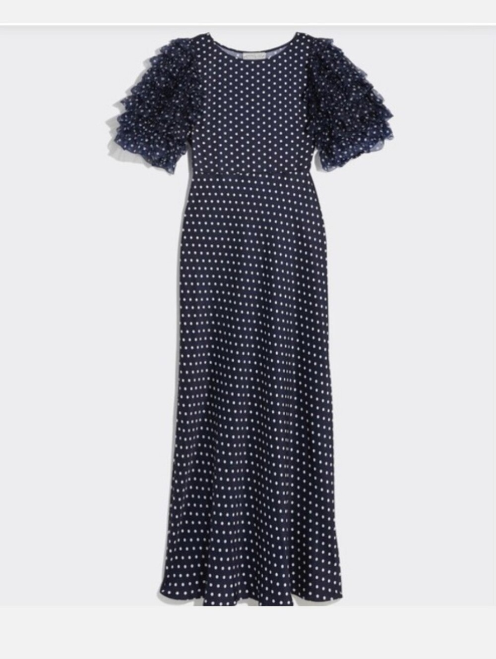 Vineyard Vines Kentucky Derby Women's Navy Blue White Polka Dot Maxi Puff Dress